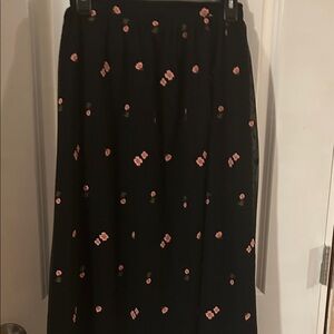 LOFT Black Skirt with Pink Floral Pattern